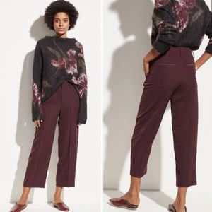 Vince burgundy black trim wool capris